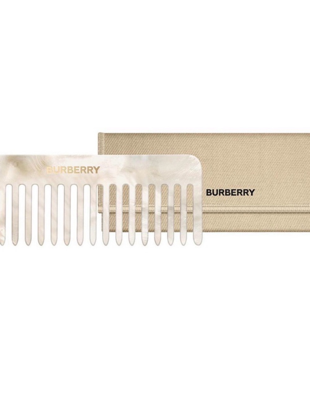 Burberry Beige Marble Wide-Tooth Comb with Beige Case